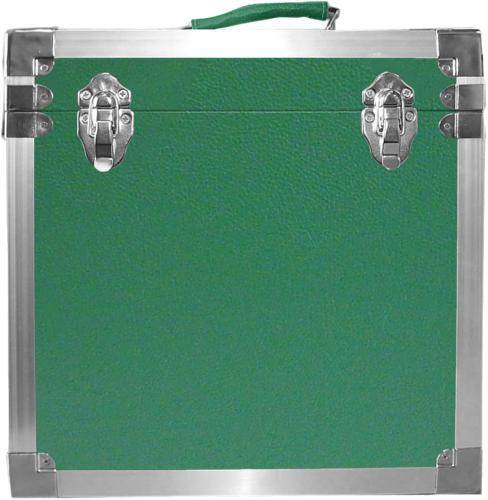 12" LP Vinyl Record Storage Case - Green with Aluminium Trim