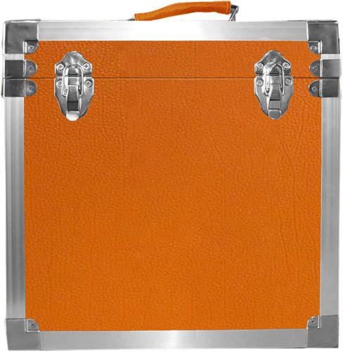 12" LP Vinyl Record Storage Case - Orange with Aluminium Trim