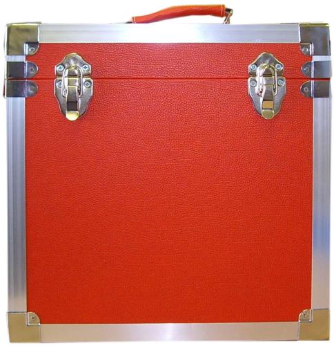 12" LP Vinyl Record Storage Case - Red with Aluminium Trim
