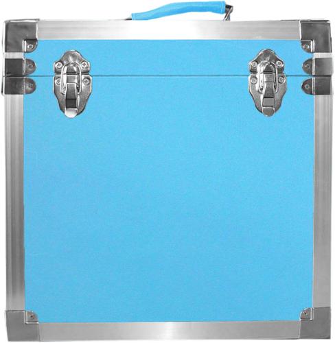 12" LP Vinyl Record Storage Case - Sky Blue with Aluminium Trim