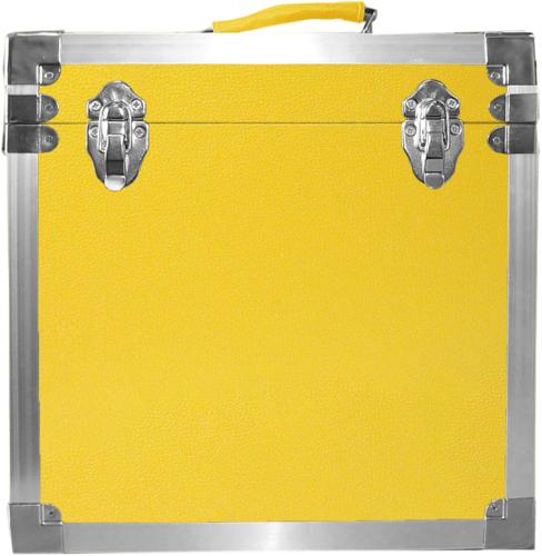 12" LP Vinyl Record Storage Case - Yellow with Aluminium Trim