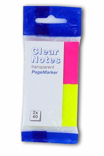 2 Colour Clear Neon Page-Markers Yellow/Pink
