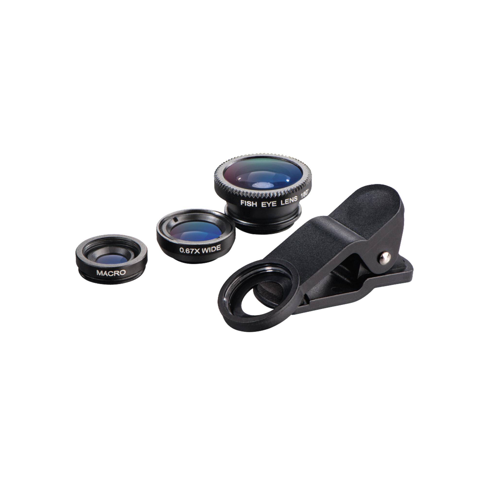 3-in-1 Lens Kit for Smartphones and Tablets - Fish-eye, Wide-angle and Macro clip on lenses