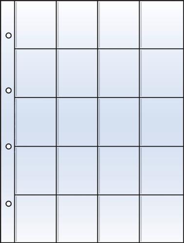 Polyester 60x54mm 2x2" (20 Pocket) Side-Loading Archival Refill Sheets for 35mm Mounted Slides - Pack of 10