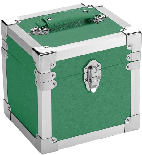 7" Vinyl Record Storage Case - Green with Aluminium Trim
