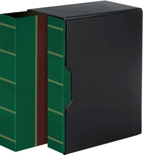 A4 Ultima Double Album Binder Set with Black Vinyl Slipcase - Brown & Green