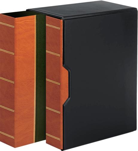 A4 Ultima Double Album Binder Set with Black Vinyl Slipcase - Green & Tan