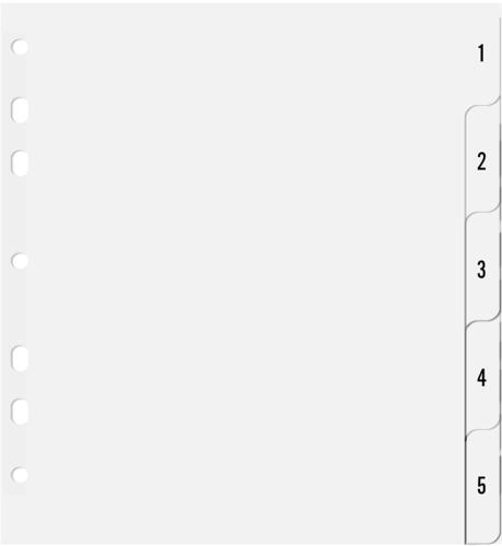 A5 Polypropylene 5 part punched Dividers