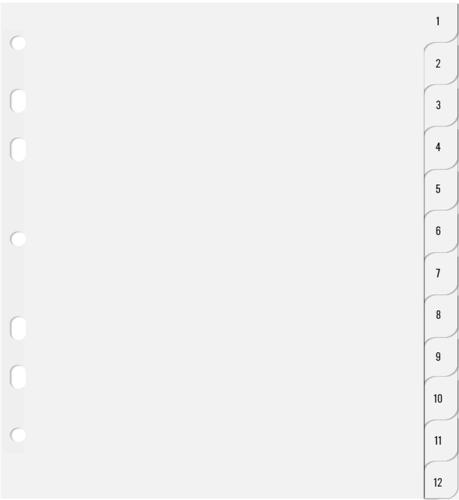 A5 Portrait Dividers - Polypropylene Index Dividers 1-12