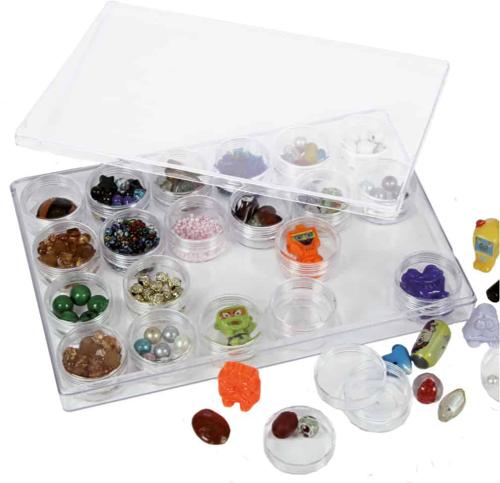 Acrylic Storage Box with 12 Screw-Lid Containers - Ideal for Stones, Minerals, Pearls and Small Collectables