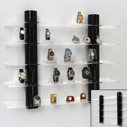 Acrylic Display Shelving - Black columns and Transparent Shelves