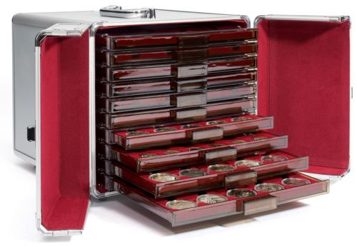 Large Aluminium Coin & Collectable Case CARGO MB10 for 10 Coin Drawers