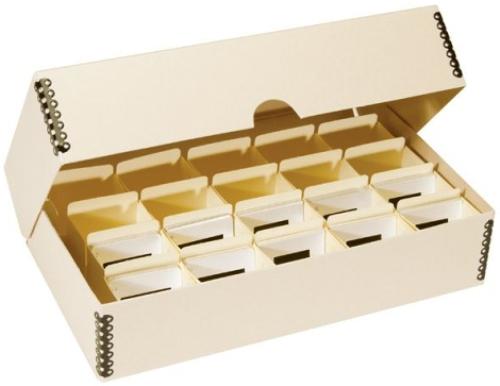 Archival Slide Storage Box - Holds 400 Slides, Buffered Board with Dividers