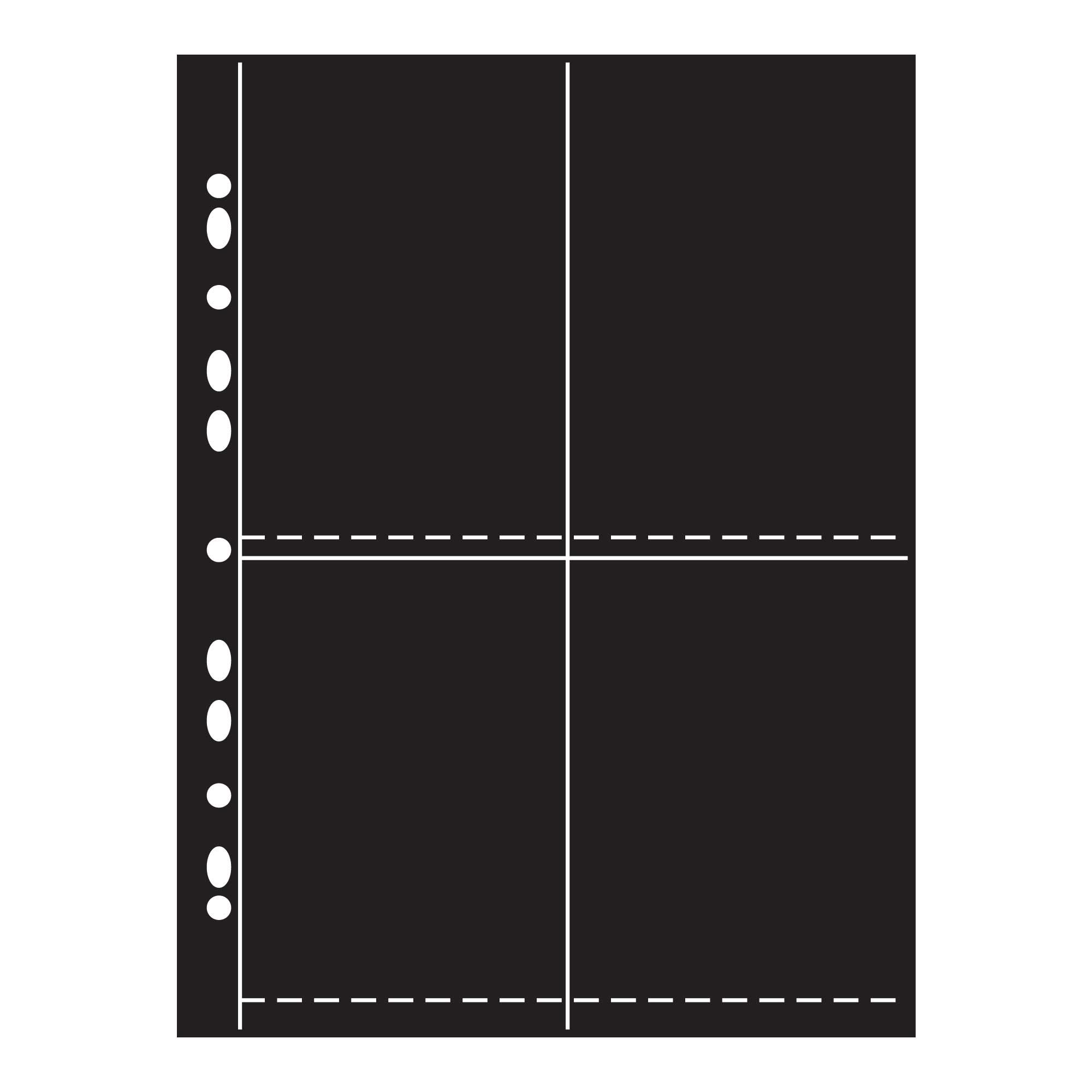 Arrowfile 6 x 4, 150x100mm (4 Pocket) Acid-Free Pocket Refills - Black (Pack of 10)