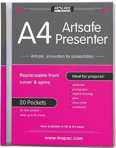 A4 Display Project Folder with 20 Pockets - Translucent Plastic Artsafe Presenter