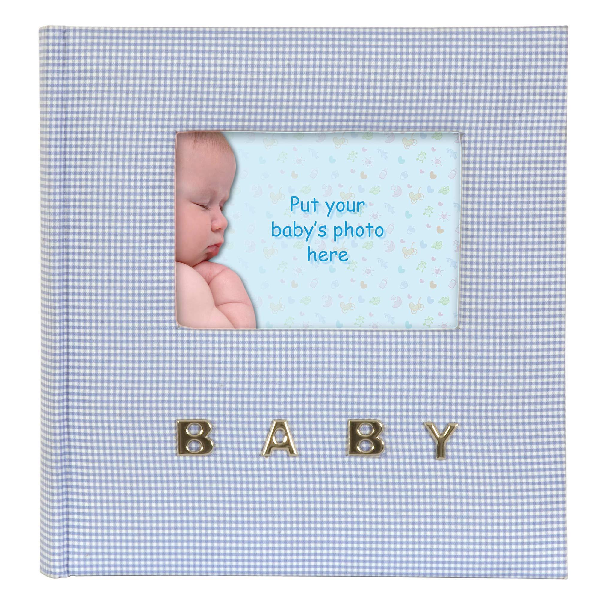 Baby Gingham Fabric 6x4 Slip-in Memo Photo Album for 100 prints - Blue