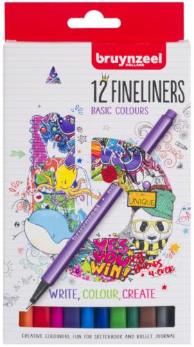 Basic Fineliner Writing Pen Set - Pack of 12