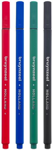 Bruynzeel Basic Fineliner Writing Pen Set - Pack of 4 (Black/Blue/Red/Green)