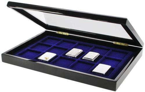 Zippo Lighter Display Case - High Gloss Black Wooden Showcase