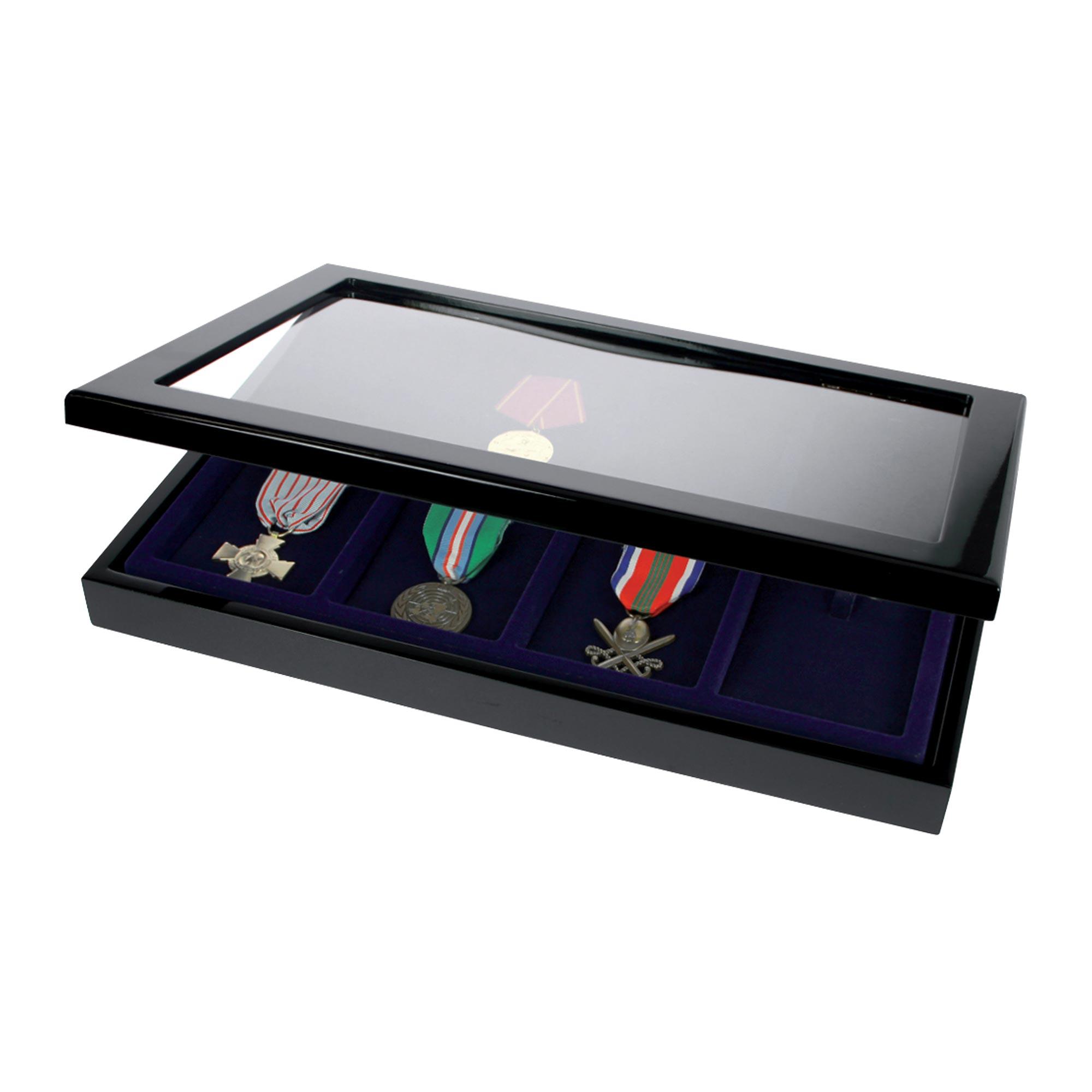 Black Gloss Finish Wooden Showcase for 8 Medals