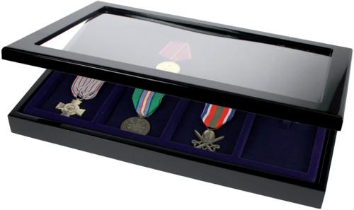 Premium Medal & Decoration Wooden Display Case - High-Gloss Black Finish