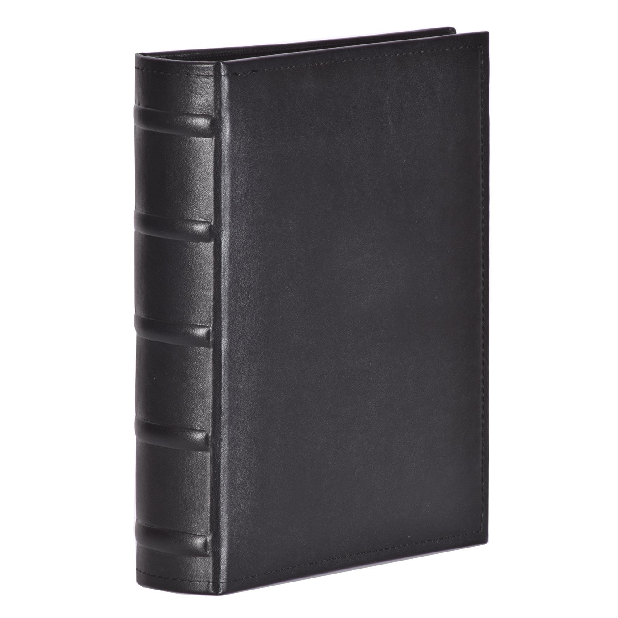 Black Stitched Leatherette 7x5  Photo Slip in Album with Bamboo spine detail (100)