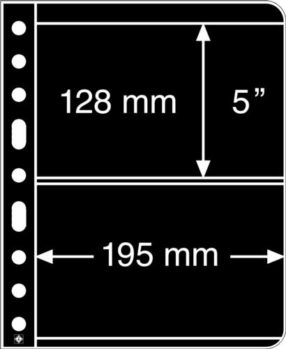 Black Vario 2S - Stamp Pocket Refill Sheets  (128x195mm) Pack of 5