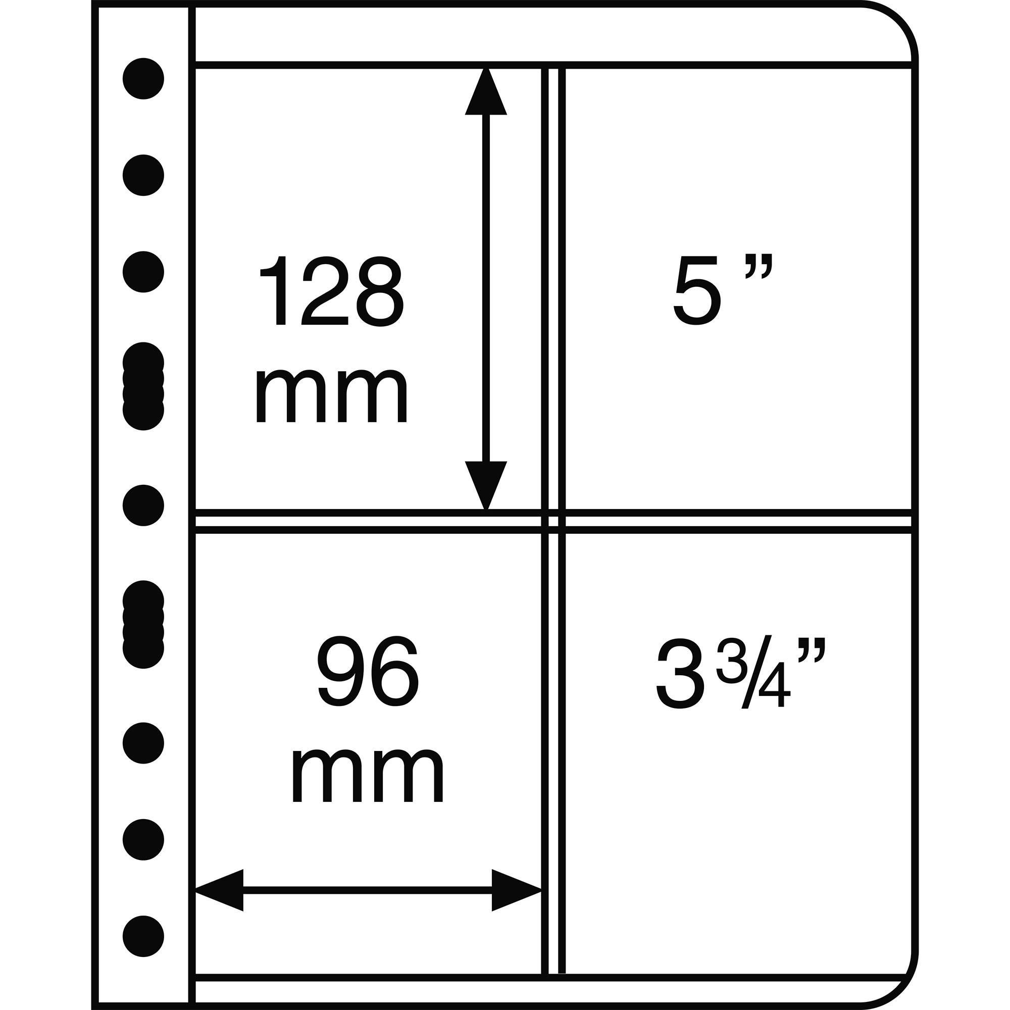 Black Vario 2ST-  Stamp Pocket Refill Sheets  (128 x 96mm) Pack of 5