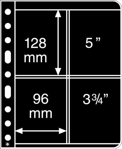 Black Vario 2ST - Stamp Pocket Refill Sheets  (128x96mm) Pack of 5