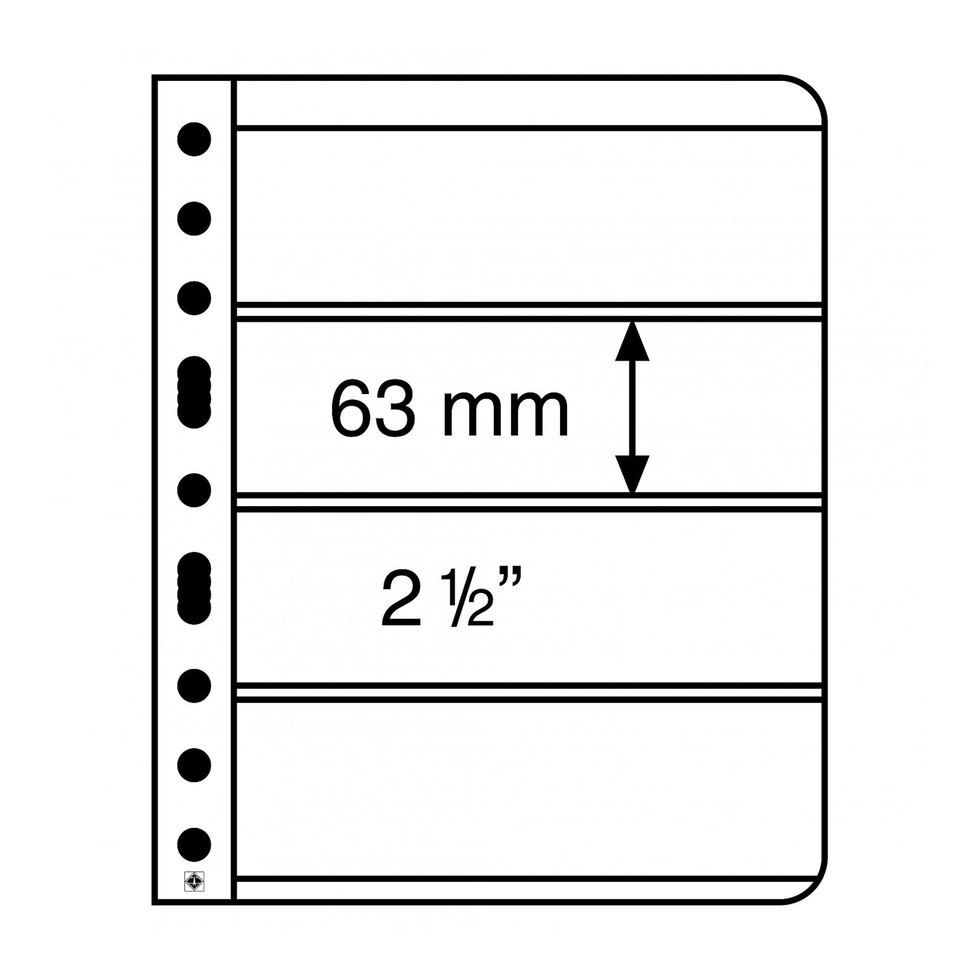 Black Vario 4S - Stamp Pocket Refill Sheets (63 x 195mm) Pack of 5