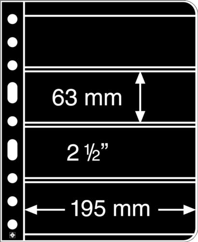 Black Vario 4S - Stamp Pocket Refill Sheets (63x195mm) Pack of 5
