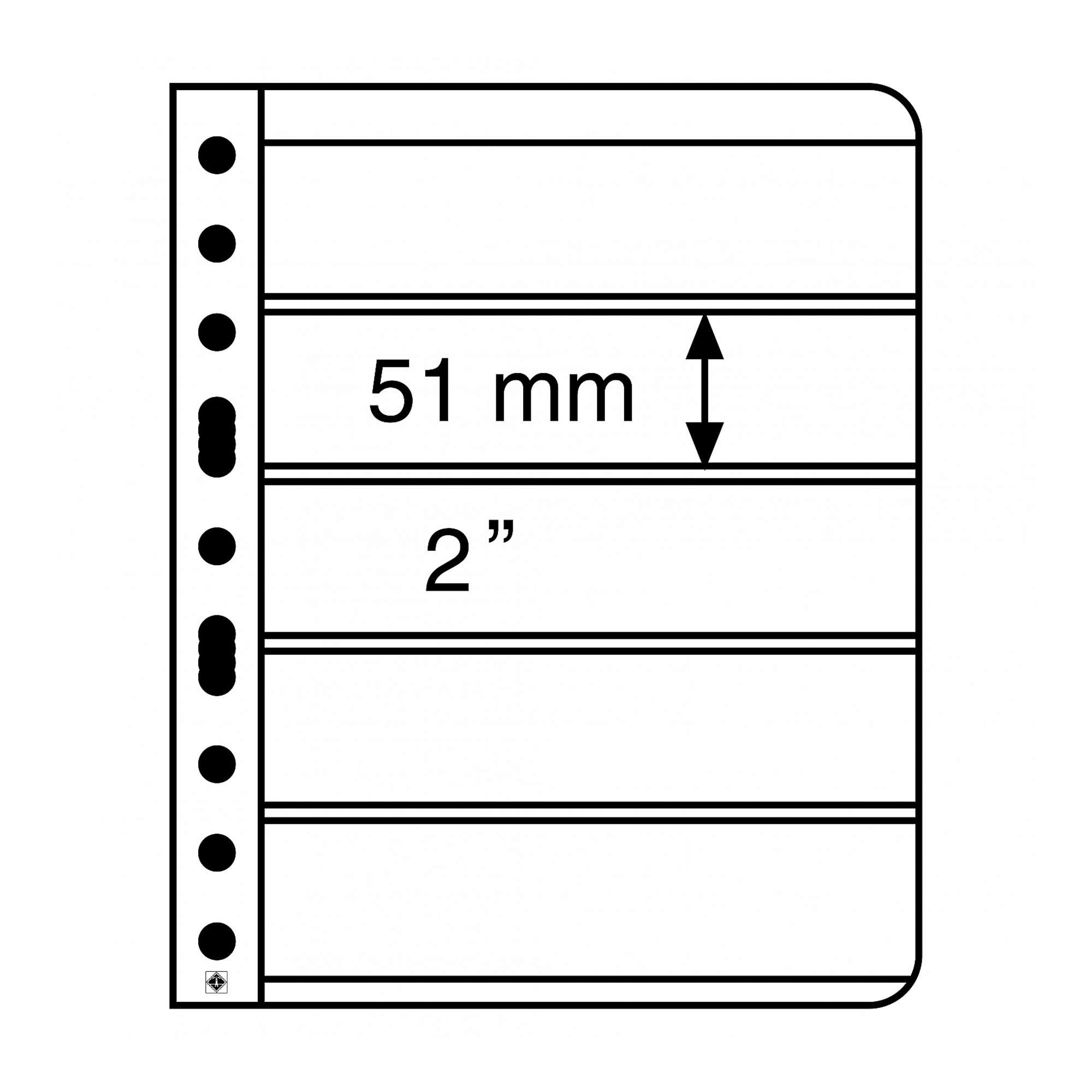 Black Vario 5S - Stamp Pocket Refill Sheets (51 x 195mm) Pack of 5