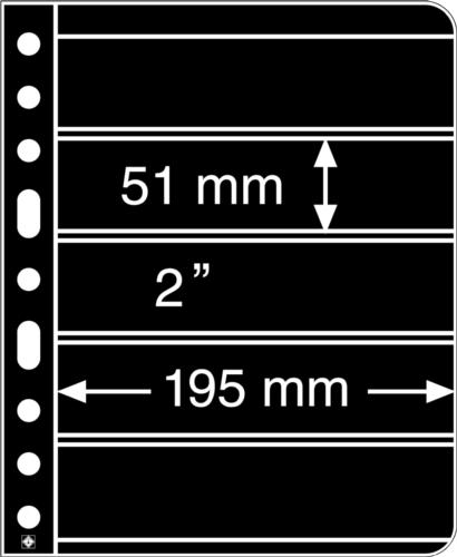 Black Vario 5S - Stamp Pocket Refill Sheets (51x195mm) Pack of 5