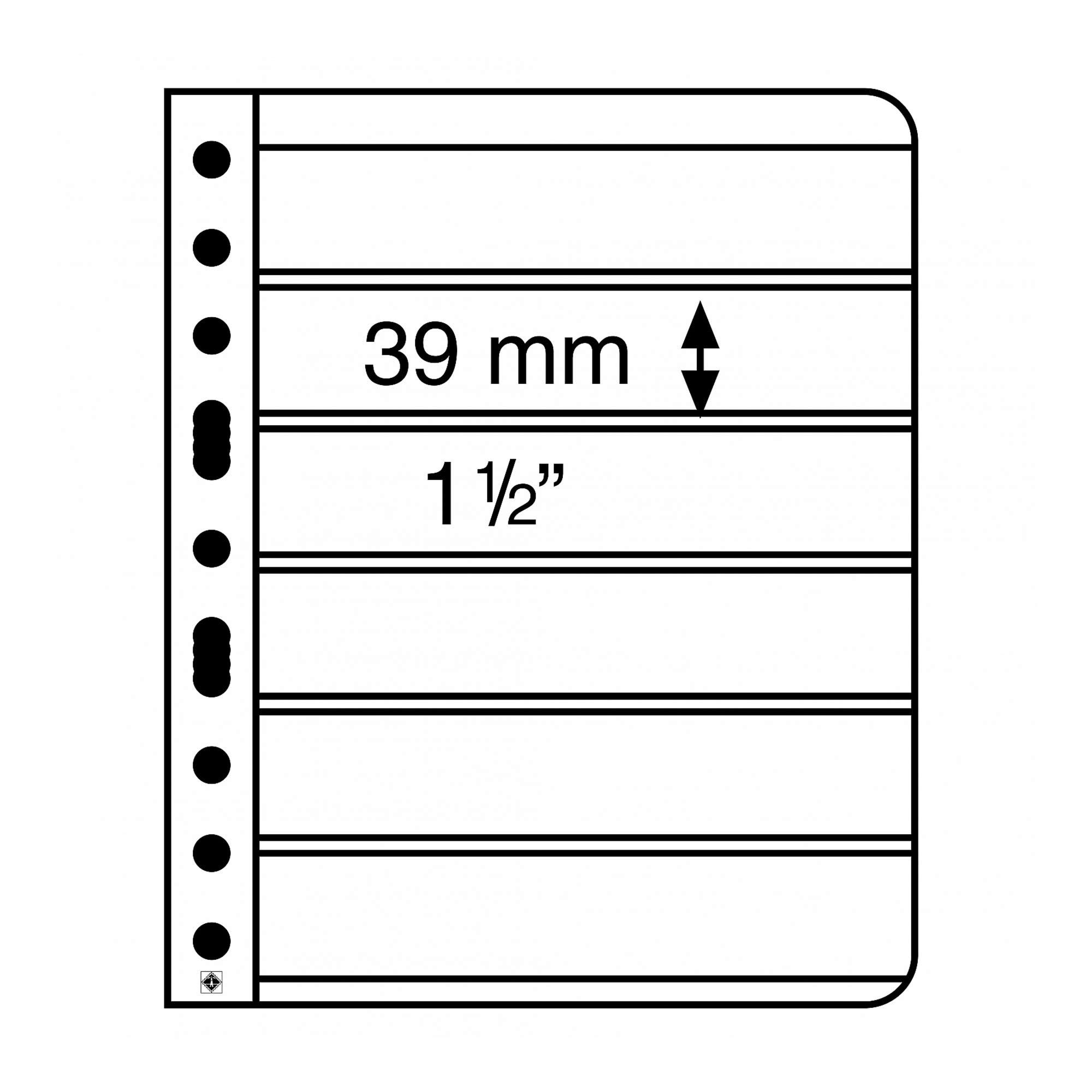 Black Vario 6S - Stamp Pocket Refill Sheets (39 x 195mm) Pack of 5
