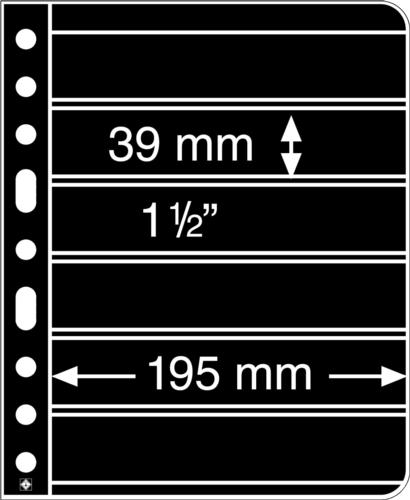 Black Vario 6S - Stamp Pocket Refill Sheets (39x195mm) Pack of 5