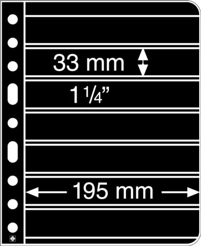Black Vario 7S - Stamp Pocket Refill Sheets (33x195mm) Pack of 5