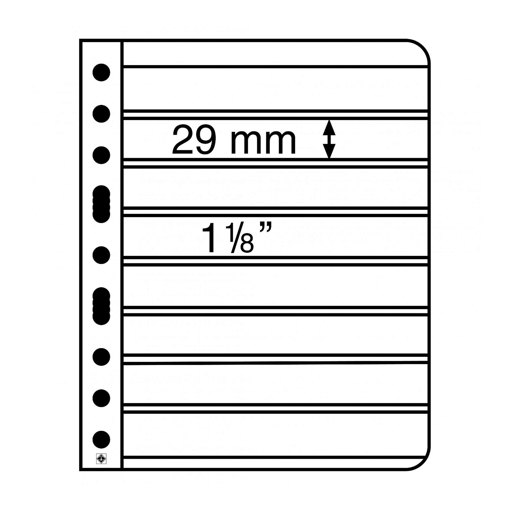 Black Vario 8S - Stamp Pocket Refill Sheets (29 x 195mm) Pack of 5