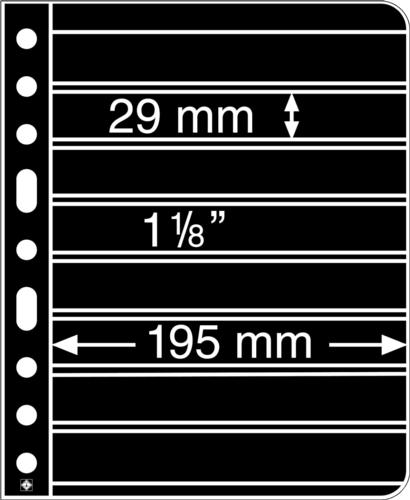 Black Vario 8S - Stamp Pocket Refill Sheets (29x195mm) Pack of 5