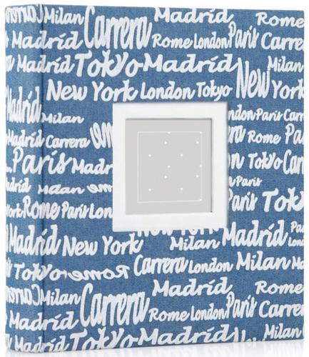 Travel Cities Slip-In Photo Album - Blue Cover, Holds 200 6x4.3" Prints