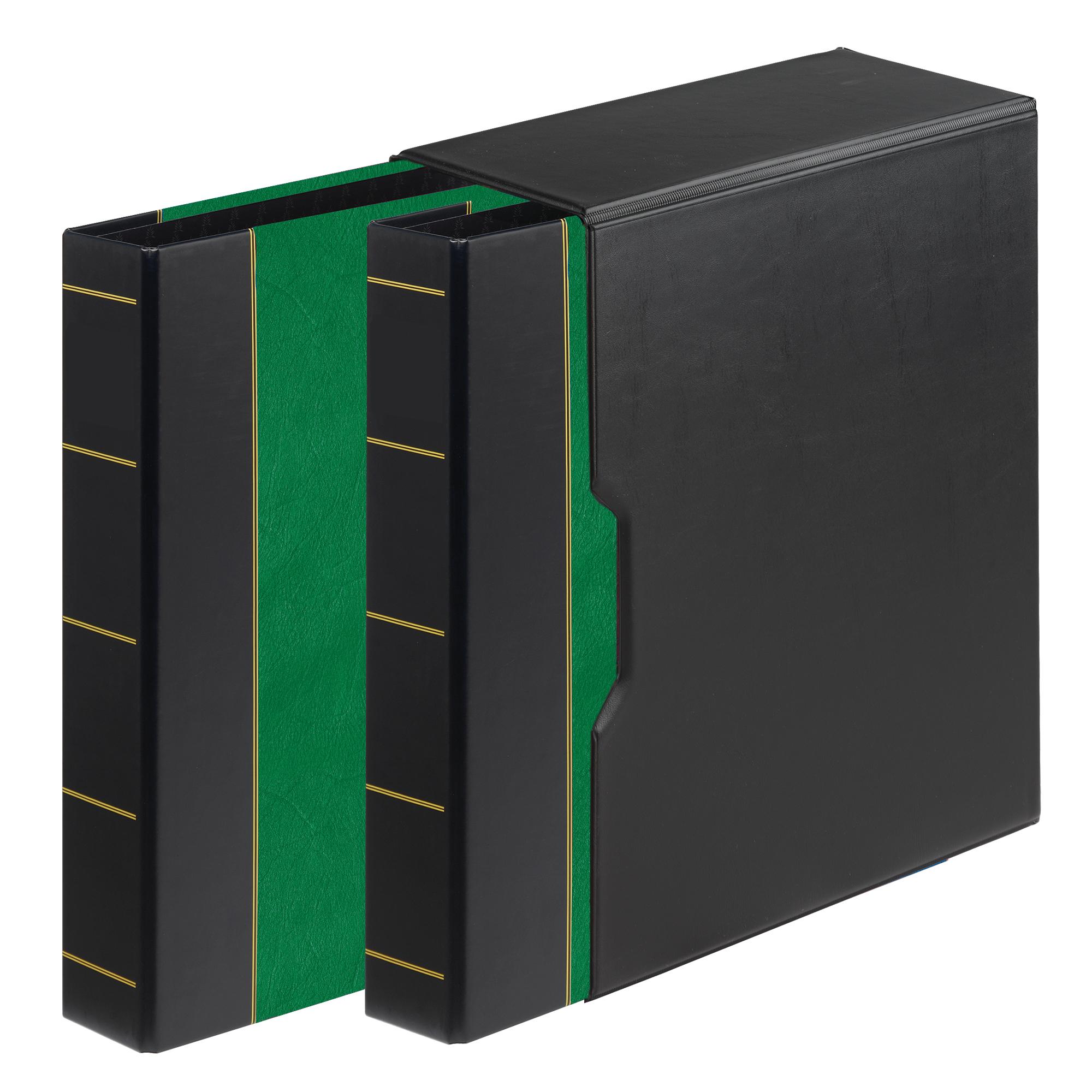Chevron Double Album  Binder Set with Black Vinyl Slipcase - Green