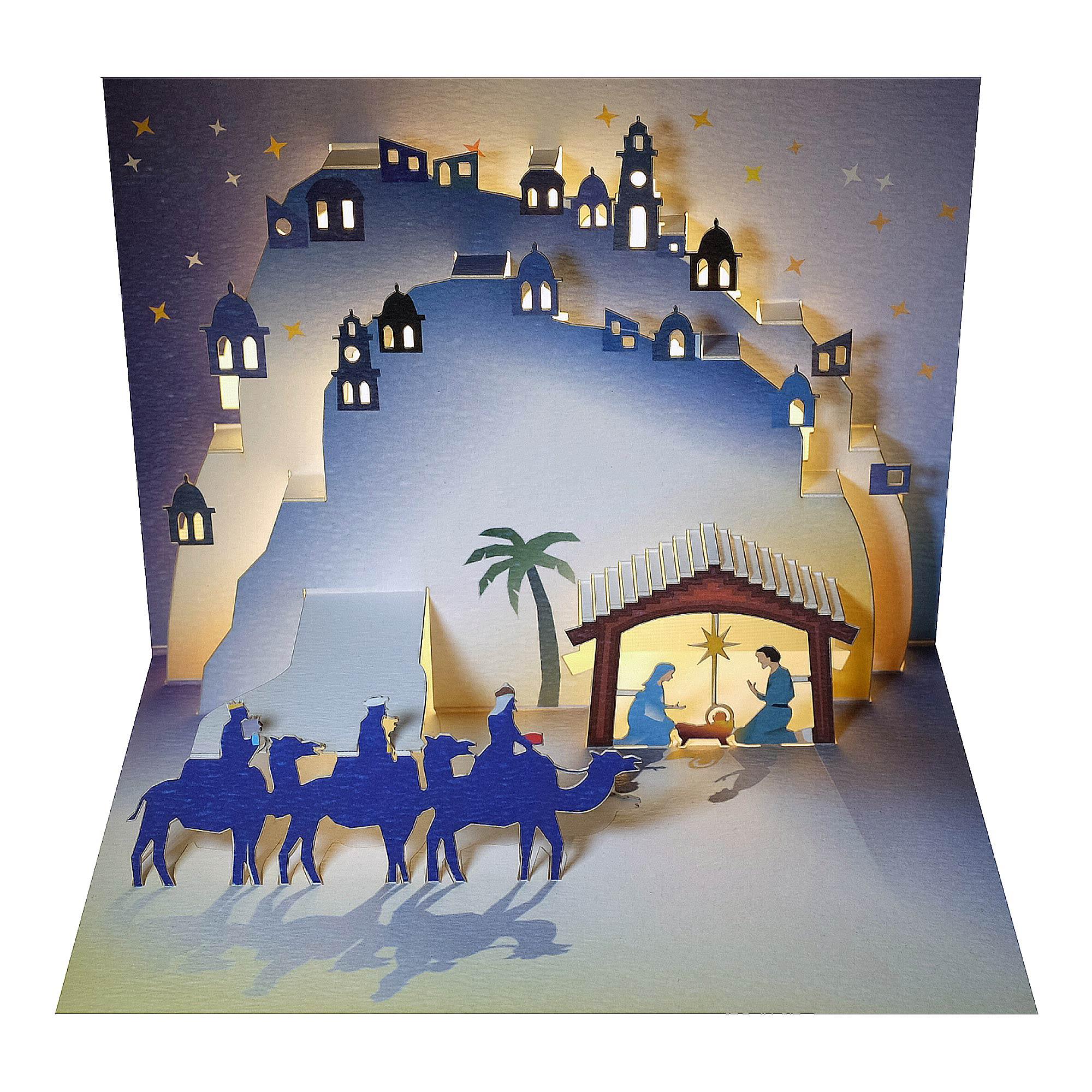 Christmas 3 Wise Men Nativity Scene - Amazing Pop-up Laser Cut Greeting Card