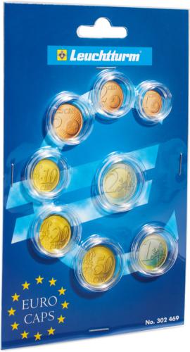 Circular Coin Capsules Range - Euro Assortment 1 Cent to 2 Euro (Set of 8)