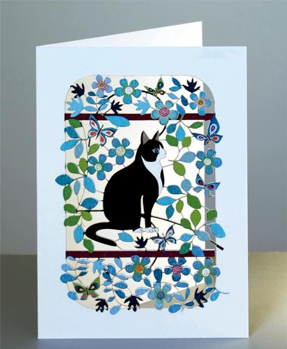 Classic Black And White Cat Greeting Card
