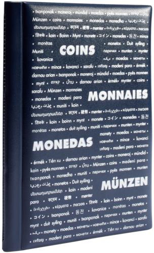 Coin Album Wallet for 60 Coin Holders - Navy Blue Padded Cover with Integrated Sheets