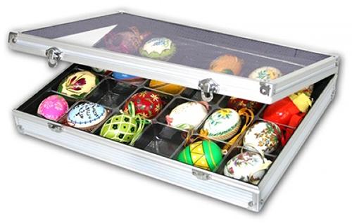 Aluminium Collectors Display Showcase - 24 Compartments with Extra Depth 65 x 58mm