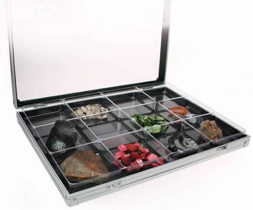 Aluminium Collectors Display Showcase - 12 Compartments 87 x 90mm