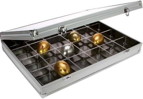 Aluminium Collectors Display Showcase - 24 Compartments 65 x 58mm