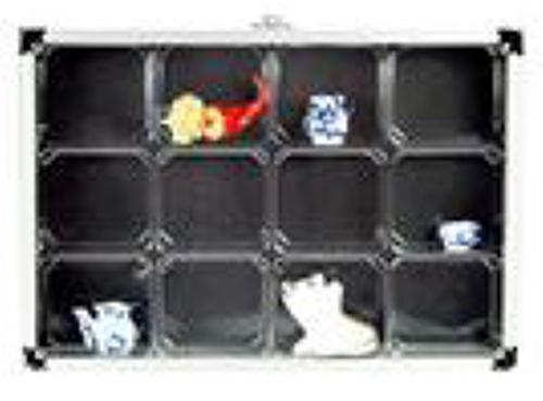 Compact Aluminium Collectors Display Showcase - 12 Compartments 65 x 58mm