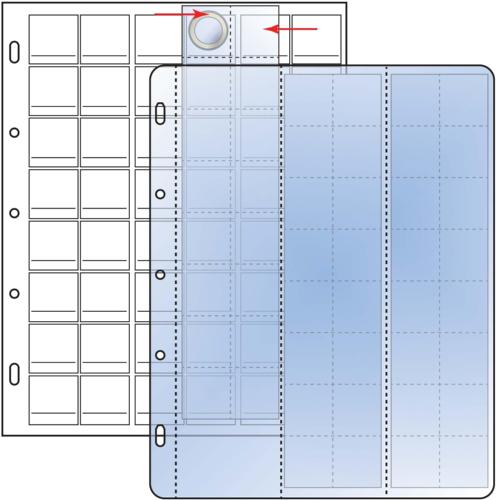 Compact Premier Acid-Free Coin Pocket Refills - 48 Pockets up to 25mm with White Interleaves (Pack of 10)