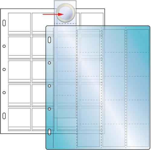 Compact Premier Coin Pocket Refills - 20 Pockets up to 40mm with White Interleaves (Pack of 10)